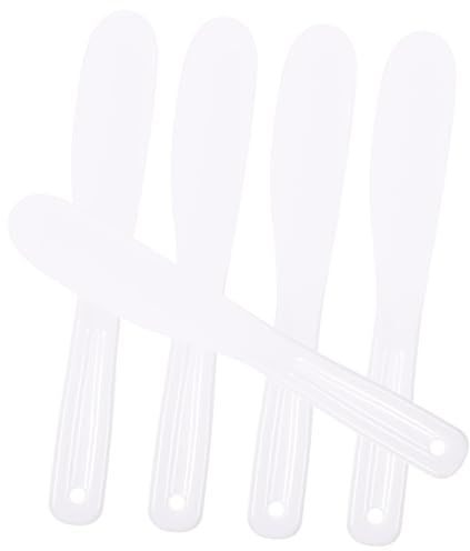 SHERCHPRY 5pcs Silicone Makeup Spatulas for Cosmetics Beauty Scoops Facial Cream Applicator Use Mask Sticks for Even Skincare Application and DIY Cosmetic Mixing White