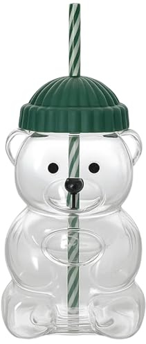 MmotZsb Bear Cup, Bär Glas Becher Mit Trinköffnung, Niedliches Bärenmotiv, Robustes Glas Für Heiße Und Kalte Getränke, Ideal Für Tee Und Wasser, Spülmaschinenfest