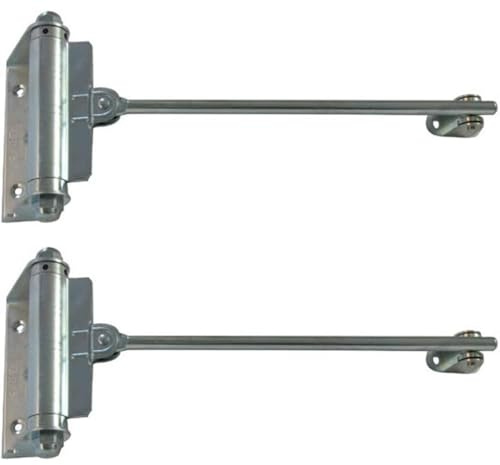 Muelle para puerta de hasta 40 kg – Cierrapuertas de acero galvanizado – Cierrapuertas interior con muelle – Cierre automático plateado para puerta de jardín y puerta de habitación (2 unidades)