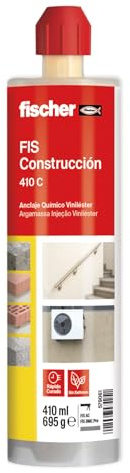 fischer - FIS Construcción 410C 410 ml | Resina viniléster sin estireno | Taco químico para fijación en hormigón y ladrillo hueco con tamiz | Curado rápido