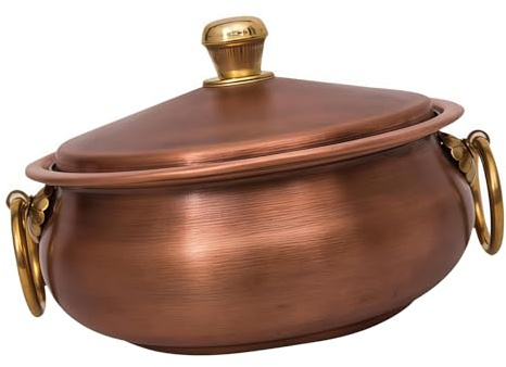 Copper Stew Pot with Lid, Handcrafted Vintage Design for Boiling and Stewing, Ideal for Home Cooking and Gifting