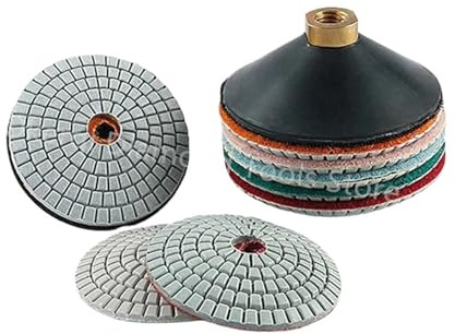 7 almohadillas de pulido en forma de cuenco de 4 pulgadas, disco húmedo para granito, mármol, hormigón, piedra, discos de pulido