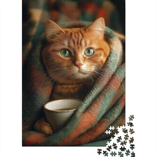 Chat Puzzle 1000 Pièces Couverture Thé Tasse pour Adultes nan