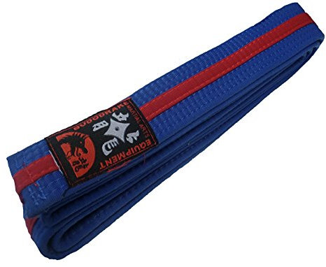 Budodrake Karategürtel blau, roter Mittelstreifen Judogürtel Taekwondogürtel (200)