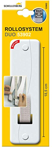 Schellenberg 53902, White, Duo Maxi 23 mm Width of Tape, Plate with Hole spacing 18.5 cm, Without Removing The Roller Shutter Strap, 18,5 cm