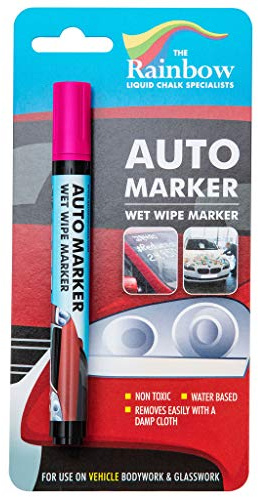 Window Markers for Glass Washable Car Window Paint Pen- Dry Erase Liquid Chalk Marker Car Decorations on All Surfaces, Tire, Windshield - Auto Marker, Autowriter, Rain Resistant (Pink, Fine Tip)