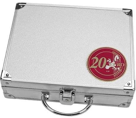 SAFE 245 ALU Münzkoffer für 20 Euro Münzen ohne Kapseln | inkl. 6 Tableaus für 180 ungekapselte 20 Euro Münzen | 250 x 215 x 70 mm