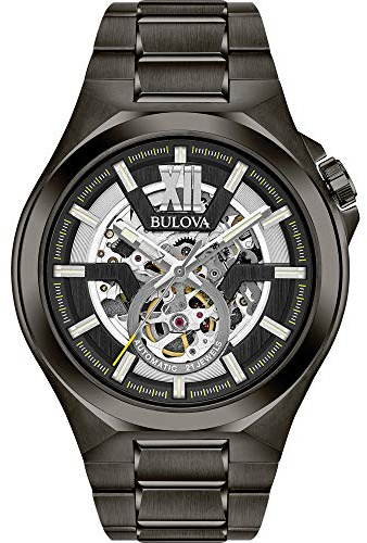 Bulova Men Analogue Automatic Watch with Stainless Steel Strap 98A179