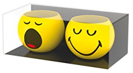 Zak Designs - Huevos sonrientes (Porcelana, 6 x 6 x 4,5 cm), diseño de bostezos, Multicolor