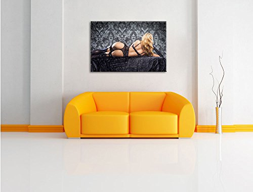 Pixxprint schöne Frau in sexy Dessous, Größe: 80x60cm, Leinwandbild, fertig gespannt, Wandbild, Dekoration, Kunstdruck, kein Poster