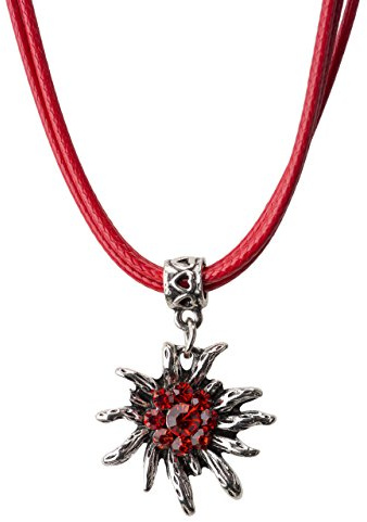 Schöneberger Trachten Couture Trachtenkette Wiesnsonne eleganter und funkelnder Edelweiss Anhänger mit Strass - Trachtenschmuck Kette für Dirndl und Lederhose