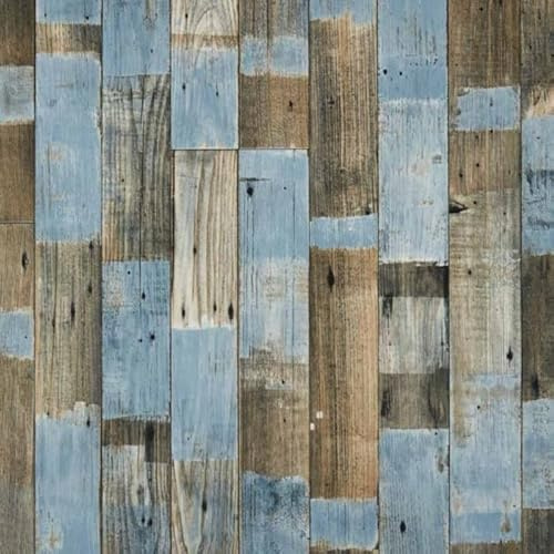 Blue Painted Wood Effect Cushion Vinyl Flooring Sheet Lino Rustic Oak Flooring For Bathrooms & Kitchens 2m 3m Width 2m To 7m Length (Ocean Painted Wood, 2.5m x 3m)
