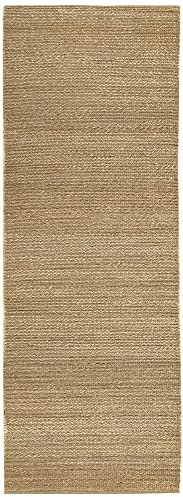 HAMID - Alfombra de Yute Giralda 100% Fibra de Yute Natural, Alfombra Suave y de Alta Resistencia, Tejida a Mano, Alfombra de Salón, Comedor, Dormitorio, Pasillo, Color Natural (200x80cm)