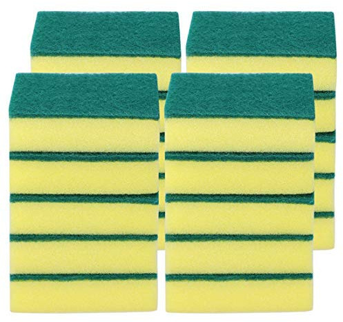 20 x Scouring Pads for Scrubbing Sponge Scratch-Resistant 4 x 2.8 Inches for Scrubbing Kitchen Dishes, Yellow