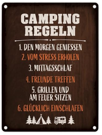 Camping Regeln Metallschild Campingregeln Campingwagen Zelt Natur Wohnwagen