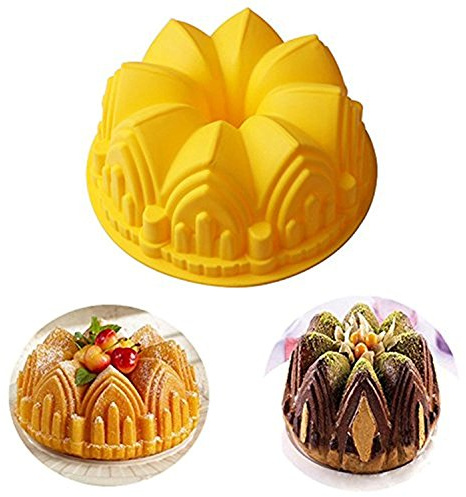RoseFlower Kuchen Silikonform,Einzelne Große Castle Kuchenform Bunker Crown Backform,21 * 8.5cm-Kuchen Schokolade Pudding Jelly Soap Muffin DIY Backwerkzeug Festival
