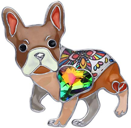 DOWAY Cute Emaille Französische Bulldogge Brosche Pins Haustier Hund Schmuck Geschenk für Damen Frauen Abzeichen Kleidung Taschen Jacken Charms (Braun)