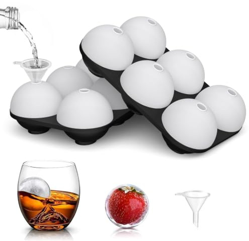 HONYAO® Ghiaccio Stampo - Cubetti Ghiaccio Silicone 5CM Rotondo Sfera con Coperchio, Senza BPA Forma Ghiaccio Grande per Whisky Cocktail - 2 pezzi