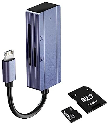 sunshot lettore di schede SD/TF per iPhone o iPad, adattatore per lettore di schede di memoria portatile, supporta schede SD e TF, plug and play, nessuna app richiesta