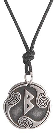Amaxer Collar de 24 runas de talismán, joyería vikinga, collar de Asatru, con colgante de wicca, runas nórdicas, amuleto nórdico, vintage, collar de cadena ajustable (Berkana)