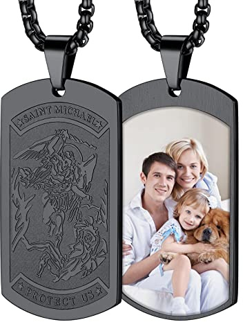 FaithHeart Saint Michael Anhänger Edelstahl Heiliger Michael Anhänger Halskette Erzengel Amulett Schutzpatron Kette mit Geschenkebox für Herren Jungen
