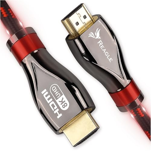 Reagle HDMI 2.1 Kabel 8K & 4K Ultra HD, Gaming, 48Gbps 8K@60Hz 4K@120Hz Kompatibel mit Konsole PS5 Xbox Series X S, OLED TV, DTS: X, HDCP 2.2 & 2.3, Dynamisches HDR 10 4:4:4, eARC, Dolby (2m)