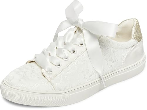 JIAJIA 8834A Zapatos de Boda Nupcial Zapatillas Pisos Novia Tenis Zapatos Cordón Zapatillas Color Marfil,Tamaño 40
