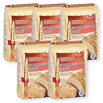 BIELMEIER KÜCHENMEISTER Brotbackmischung Roggenmischbrot 5 x 500 g I Brotbackmischungen für Brotbackautomat & Ofen I Brot mit Backmischung ganz leicht