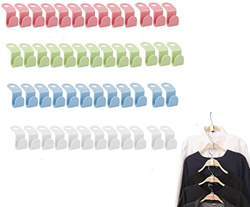 50PCS Gancho de Conexión para Perchas, Gancho para Perchas, Ganchos para Perchas de Plástico, Mini plástico Organizador de Perchas,Perchas Clip para Colgar Que para más Espacio y Orden en el Armario