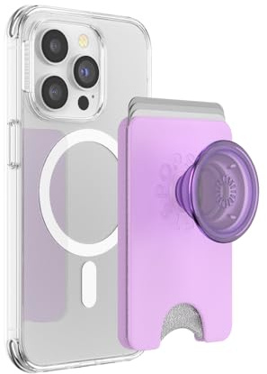 PopSockets Telefon-Geldbörse mit erweitertem Griff und Adapterring für MagSafe, Telefonkartenhalter, kabellos aufladbar, Geldbörse kompatibel mit MagSafe - Lavender