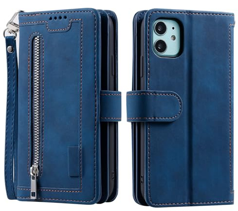 VEEMOS Handyhülle für iPhone 11 hülle Klappbar Handytasche Schutzhülle Klapphülle mit Ständer Kartenfach Handy Tasche Book Flip Case Cover - Blau