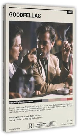 EMIGOS Goodfellas Filmposter auf Leinwand, Schlafzimmer, Dekoration, Sport, Landschaft, Büro, Raumdekoration, Geschenk, Rahmen-Stil, 60 x 90 cm