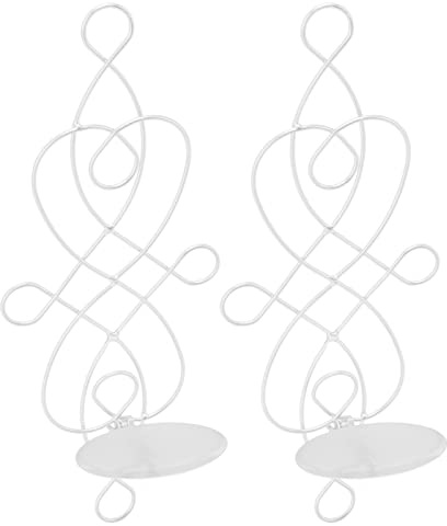 MOTUZP Metal Wall Candle Sconce Holder Set of 2, Wall Mounted Metal Tealight Candles Holders Iron Vine Candleholder Wall Art Tealight Candle Stand for Bedroom Dining Room (White)