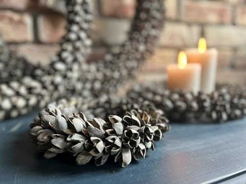 Shabby-grau Kranz/Türkranz/Wandkranz mit Coco-Früchten Durchmesser (S)