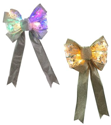 Amosfun 2pièces Lot De Nœuds Lumineux Décoratifs Pour Noël Bows Colorés Avec Led Pour Décoration De Sapin