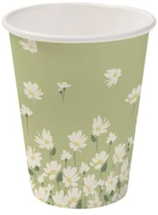 BIOZOYG 50 Stück 200 ml / 8 oz Pappbecher bedruckt 'Gänseblümchen' Ø 80 mm| umweltfreundlich, recycelbar & sommerlich | Kaffeebecher to go
