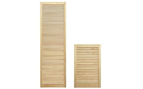 Agritrade AK Classic Single Louvre Door - Unfinished Wooden Pine, Sanded & Polished, Ready to Paint - 76.2cm W x 60.6cm H x 2cm Thick - Wardrobe, Cupboard, Cabinet Door