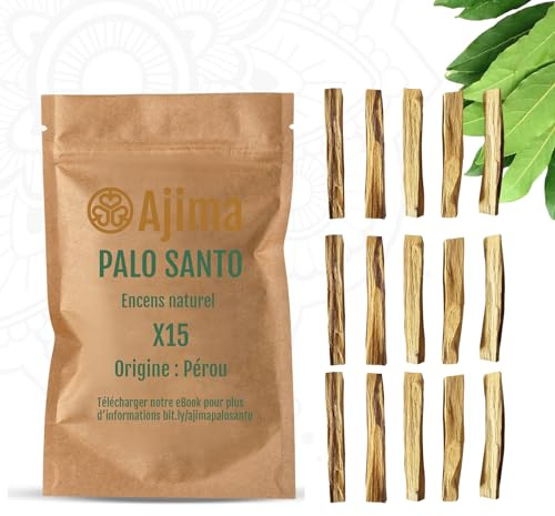 Palo Santo Räucherstäbchen, natürlich, aus Peru, 15 Stück, hochwertige Holzstäbchen für Meditation und Hausschutz, Reinigung zum Brennen, Holzstab