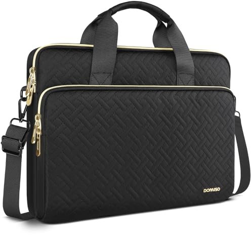 DOMISO Laptoptasche 15,6 zoll Laptop Hülle Tasche Kompatibel mit 16 zoll MacBook Pro M4 M3 M2 Pro/Max,15-16 zoll HP Dell ASUS Lenovo Chromebook,Laptophülle Damen Sleeve mit Schultergurt,Schwarz