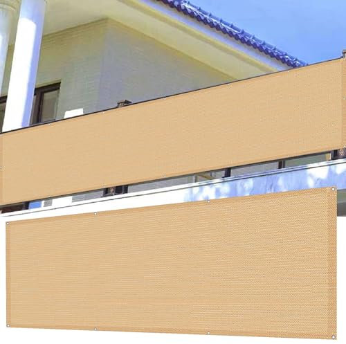 Balkon Sichtschutz 55 x 975 cm Uv-Schutz, Windschutz Balkonsichtschutz Reißfest, mit Ösen Kabelbinder Sichtschutz für Garten Balkon Terrasse, Creme Farben