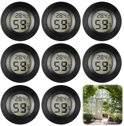 WIYETY Lot de 8 thermomètres numériques d'intérieur - Mini hygromètre numérique - Mini hygromètre - Thermomètre d'intérieur pour l'intérieur, le salon, le refroidisseur à vin, la serre, la chambre de