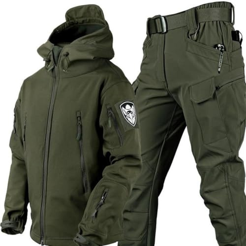 PRMTYUP MilitäRische Softshell-AnzüGe, Taktische Jacke Und Hose, Armee-Kampfanzug, Wasserdichtes Camouflage-Uniform-Set FüR MäNner, Jacke, Hose, Jagdbekleidung,04,3XL