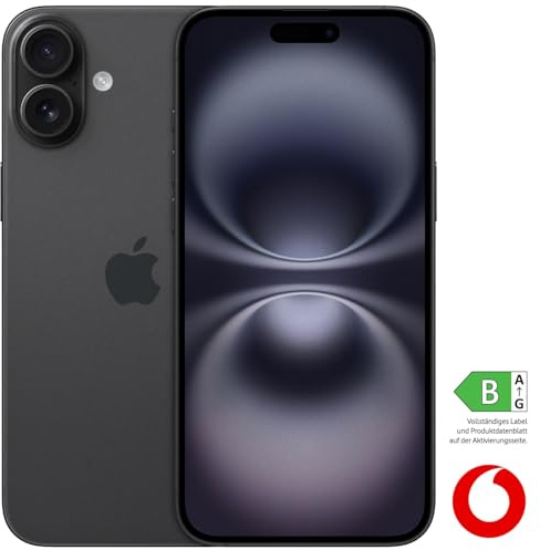 Apple iPhone 16 Plus mit Vodafone Vertrag | Aktion: 25% Basispreis-Rabatt | 24 Mon. Laufzeit | in Schwarz | mit 128 GB Speicher