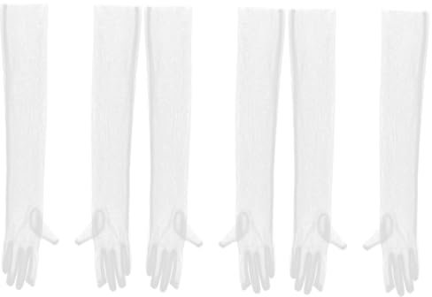 COLLBATH 3paare Hochzeits-handschuhe Mesh Und Tüll Für Damen Lange Transparente Brauthandschuhe Partykostüm-accessoires Für Hochzeiten Und Anlässe