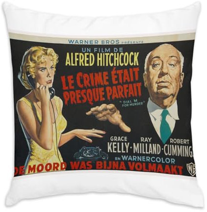 Fabulous Kissenbezug aus weißem Samt – altes englisches Filmposter Das Verbrechen war fast perfekt, Retro, Kinoposter, Vintage, 40 x 40 cm, samtig