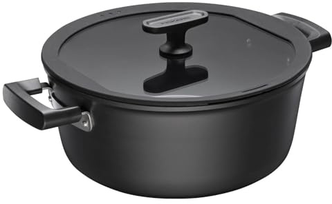 Fiskars Cacerola con Tapa, Hard Face, Diámetro 26 cm, Capacidad: 5 litros, Apta para Todas Las Cocinas, Revestimiento Antiadherente, Resistente a los Arañazos, Aluminio/Plástico, 1075527