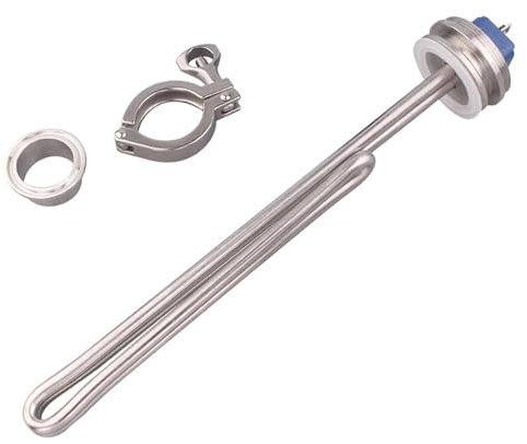 Riscaldatore ad immersione con elemento riscaldante for acqua Tri-clamp da 1,5 pollici con coperchio SUS Riscaldatore a liquido for la produzione di birra 240v da 2,5kw a 5,5kw(With clamp set,BLACK CO