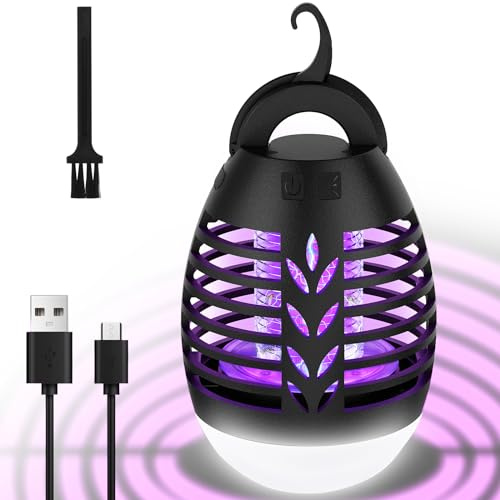 EUQQZU Insetticida per zanzare, campeggio – USB ricaricabile con luce LED, antizanzare IPX6, impermeabile, anti zanzare, per interni ed esterni