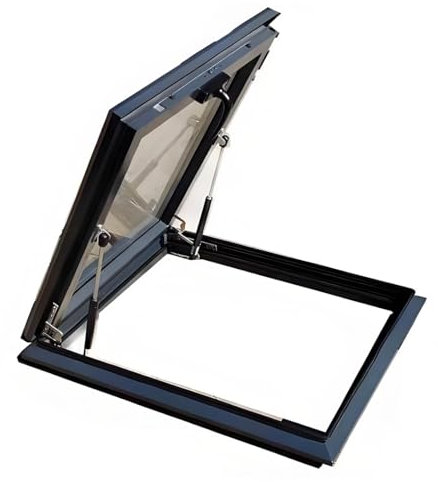 YVYKFZD Fenêtre de toit de maison, puits de lumière de toit plat, Fenêtre de sous-sol en aluminium avec poignées, petite fenêtres de maison de couvercle de trappe de toit pour grenier/solarium(Black-B