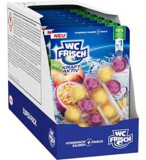WC FRISCH Kraft Aktiv Duftspüler Früchtezauber 9er Set (9 x 150 g) – WC-Reiniger mit fruchtigem Duft & 4-facher Aktivstoff-Kombination, WC-Duftsteine für 24/7 Frische & sichtbare Reinigung